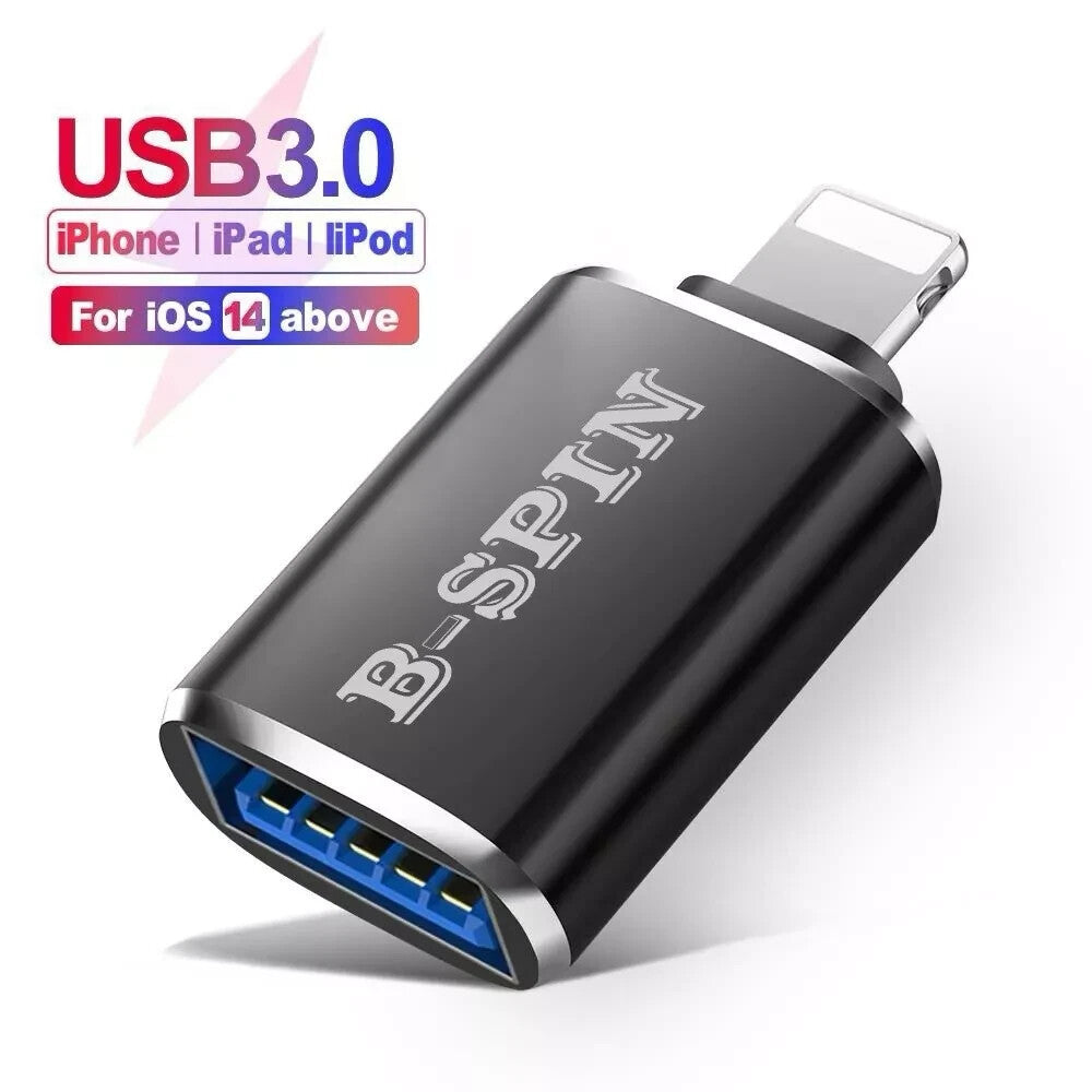 B-SPIN USB To iPhone 14 13 OTG Data Adapter USB 3.0 Female To IOS Male Converter