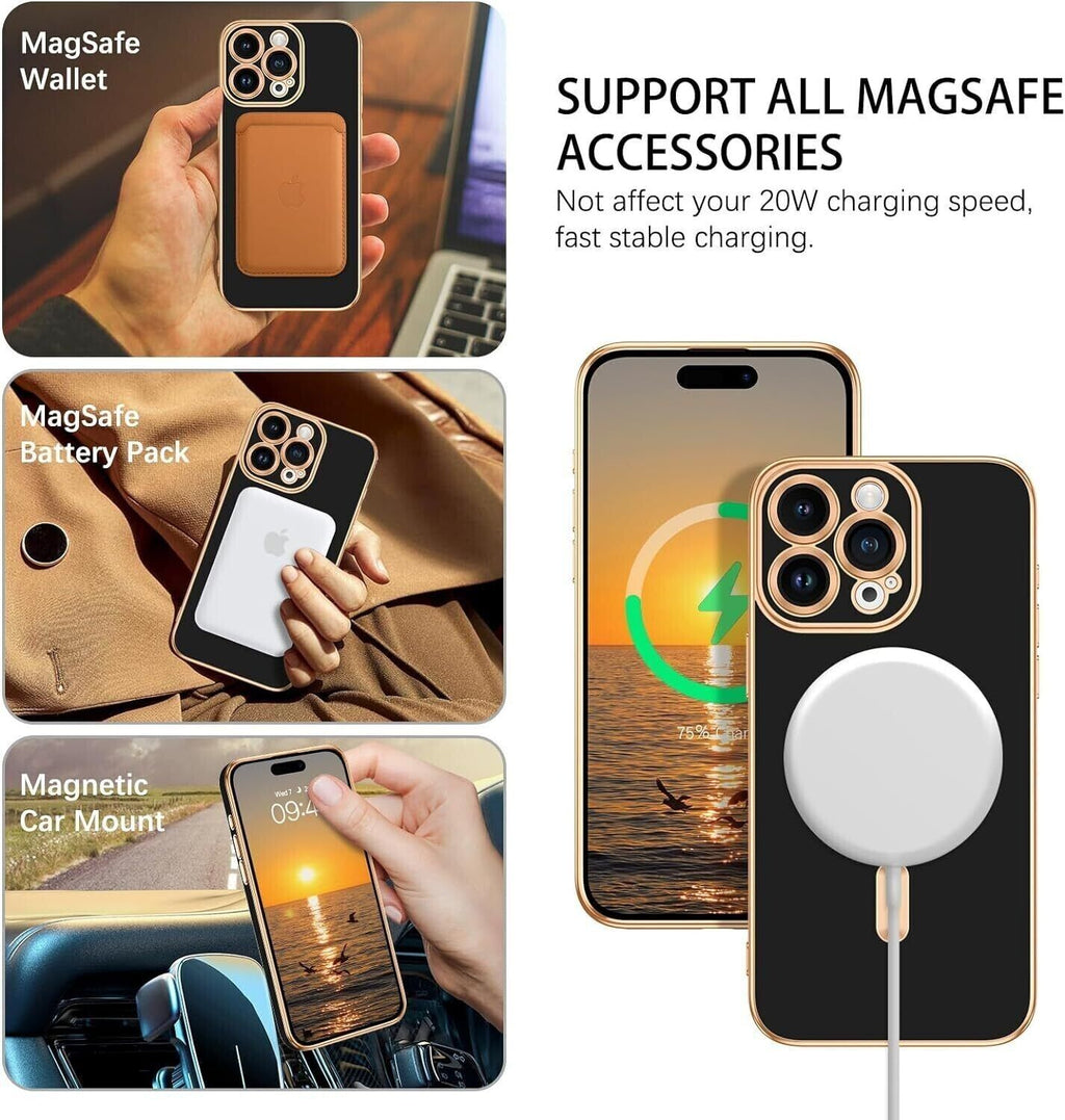 Shockproof  Plating  Magnetic Case For iPhone 15 14 13 12 11 Pro Max Plus