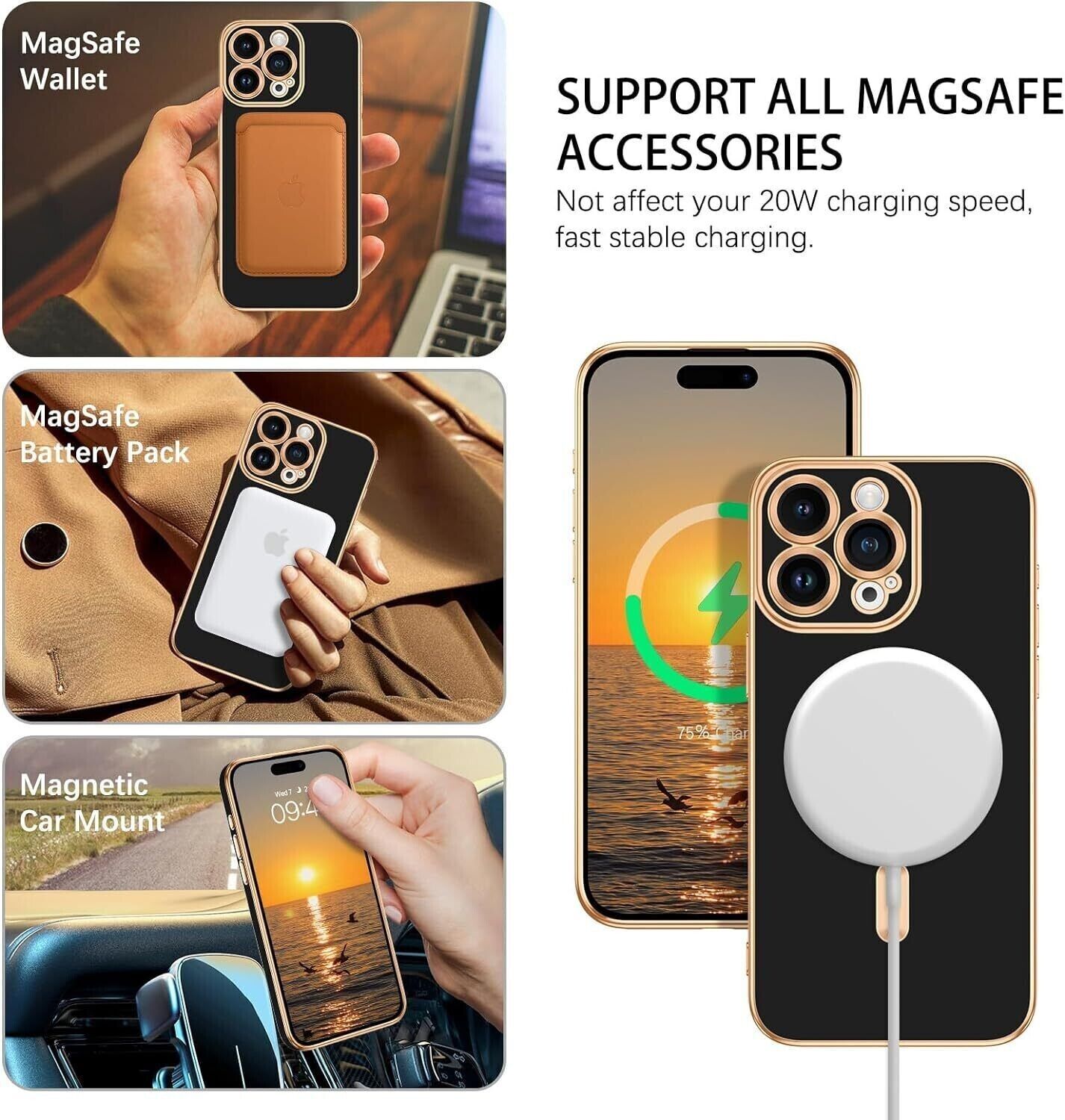 Shockproof  Plating  Magnetic Case For iPhone 16 15 14 13 12 11 Pro Max Plus
