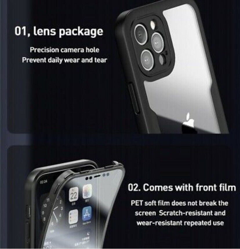 360 Full Body protection Screen Case For iPhone 14 Pro Max 13 12 11 XR X XS Max