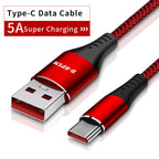 USB to Type C Charger 5A Fast Charging Data Cable for Samsung Huawei iPhone 17 16 15 Series