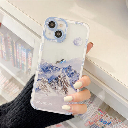 Mountain Soft TPU Mobile Phone Case Camera Cover for iPhone 13 12 11 pro max XR X