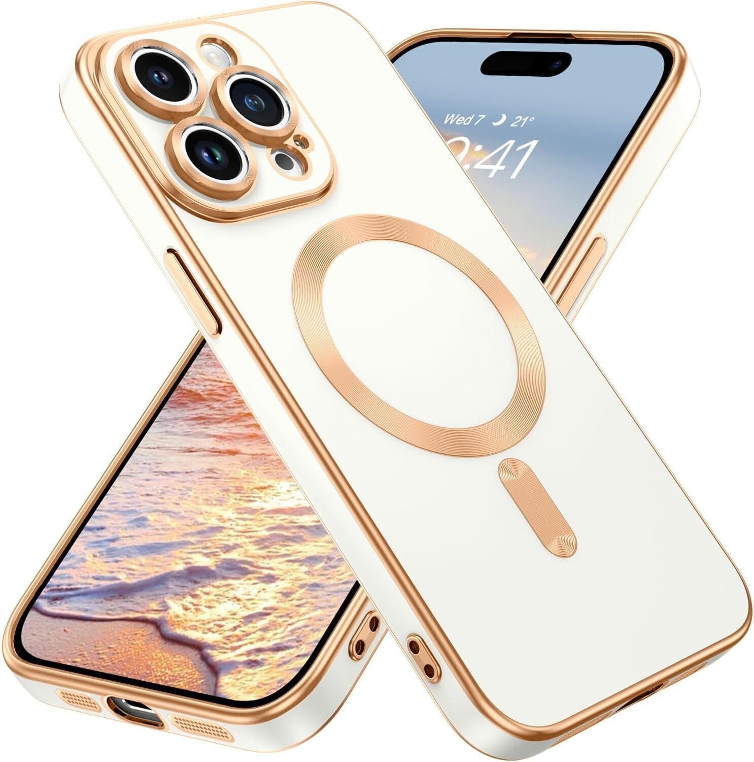 Shockproof  Plating  Magnetic Case For iPhone 16 15 14 13 12 11 Pro Max Plus
