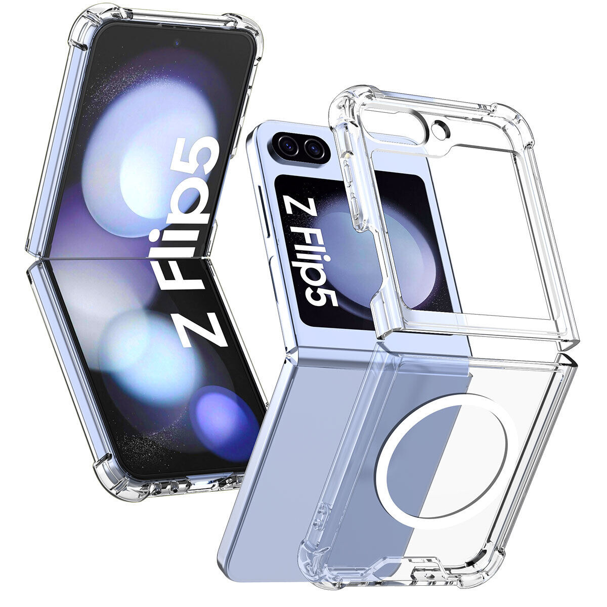 For Samsung Galaxy Z Flip 5 4 3 Magnetic Clear Case Shockproof Ultra Slim Cover