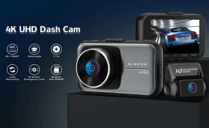 Dual Dash Cam 4K 2160 P Ultra HD Car DVR Front and Rear Camera with Built-in WiFi & GPS (170 Degree Wide)