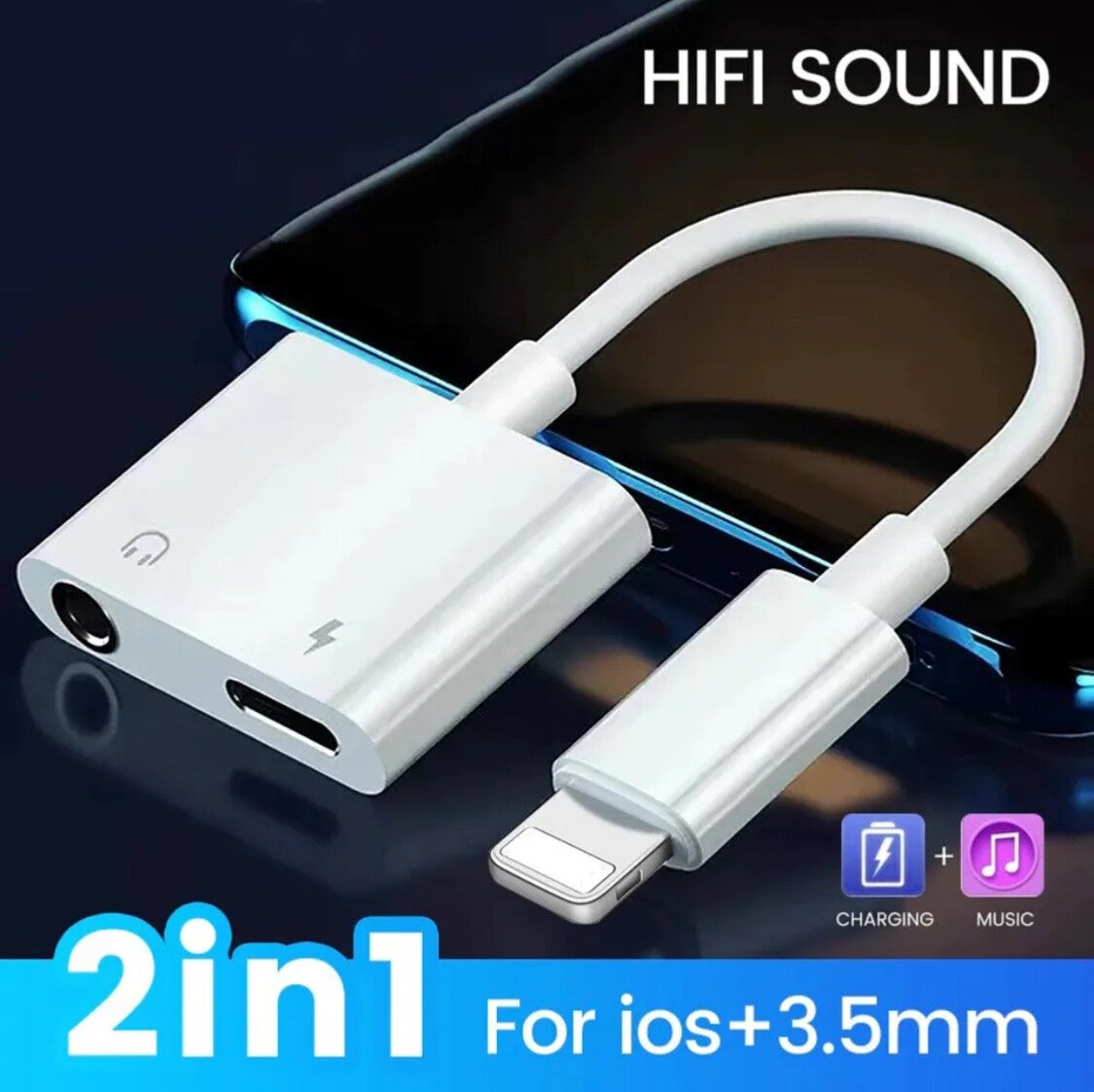 Iphone Jack to 3.5mm Splitter 2 in 1 Adapter to AUX Headphone Jack and Charger