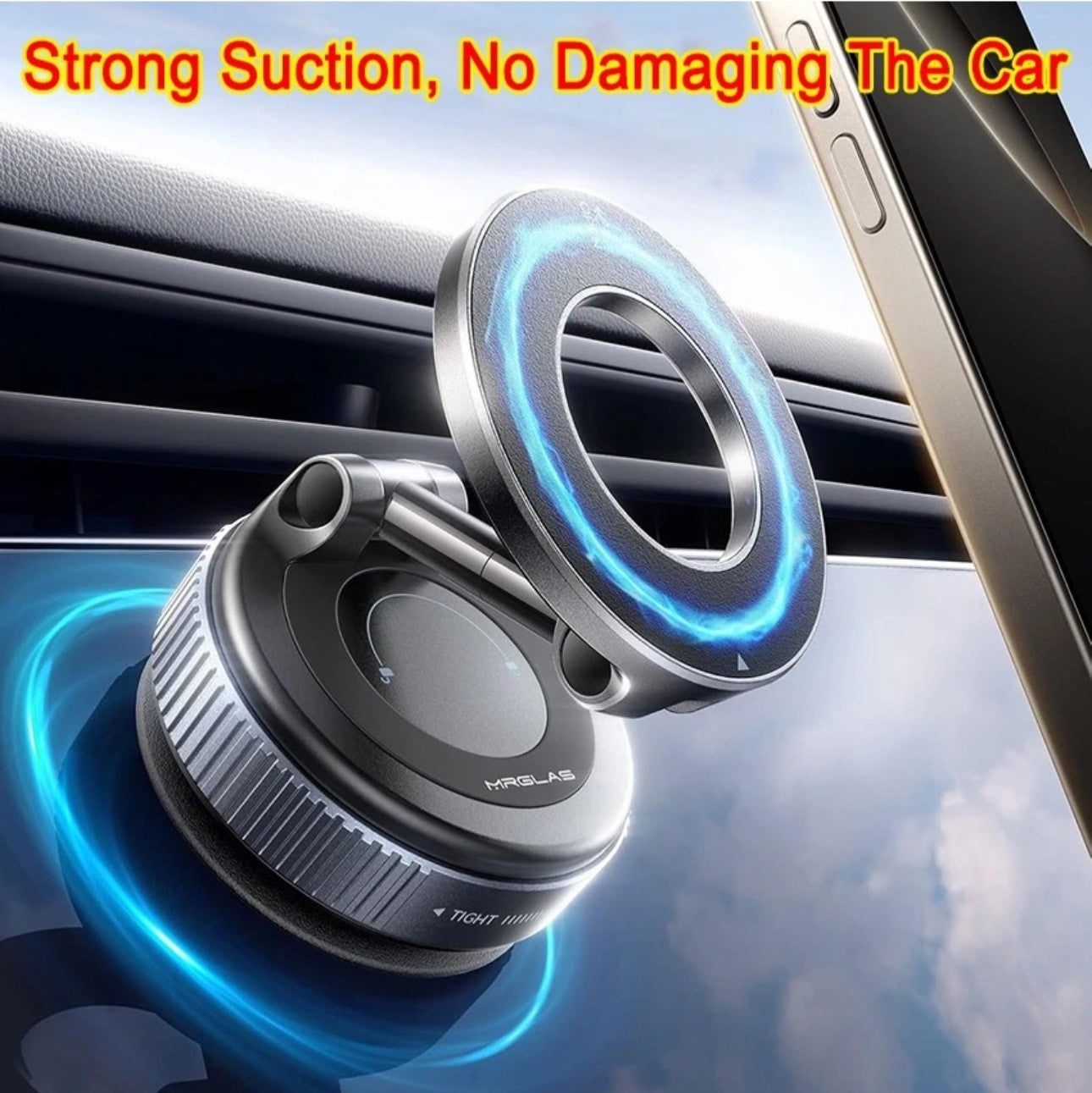 360 Foldable Vacuum Strong Magnetic MagSafe Phone Holder Suction Car Stand Mount