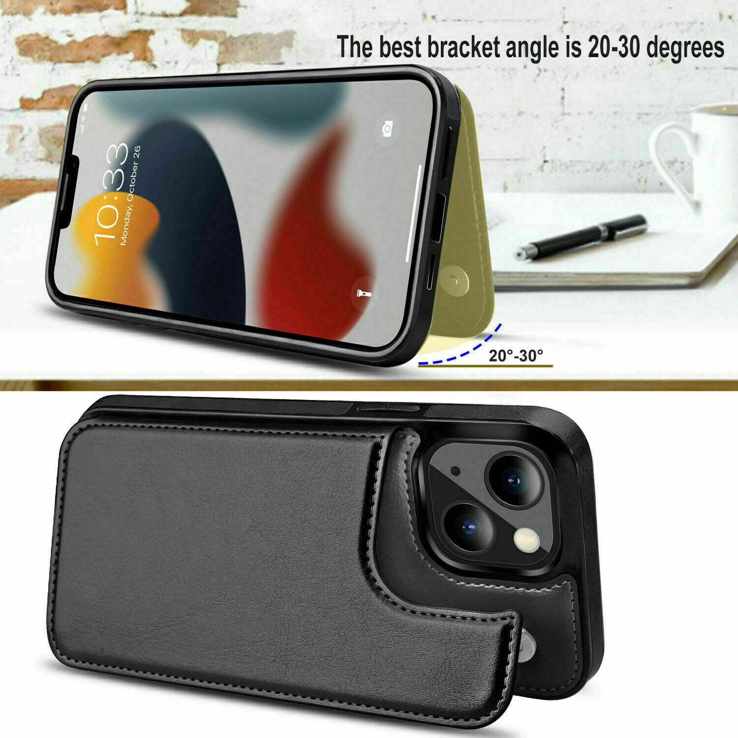 Leather Mobile Phone Wallet Card Holder Flip Cover Iphone and Samsung