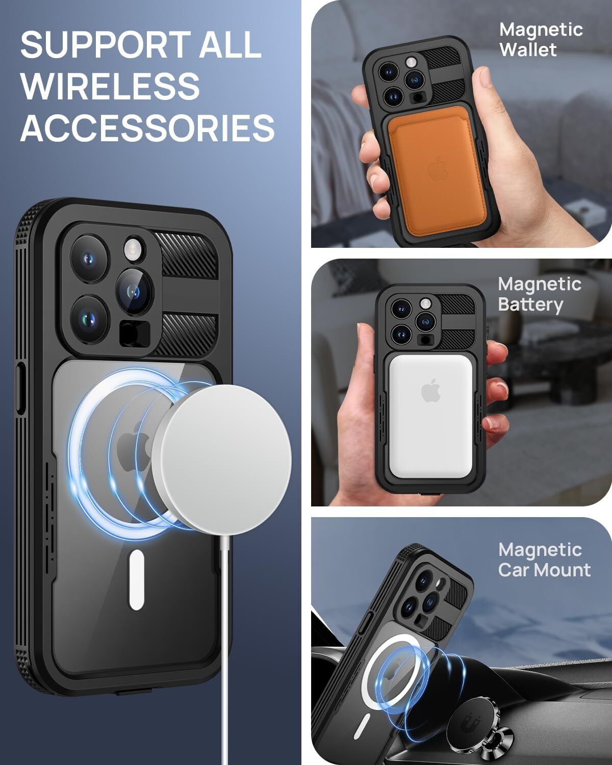 MagSafe Case For iPhone 15 14 13  Pro Max Waterproof Shockproof Heavy Duty Cover
