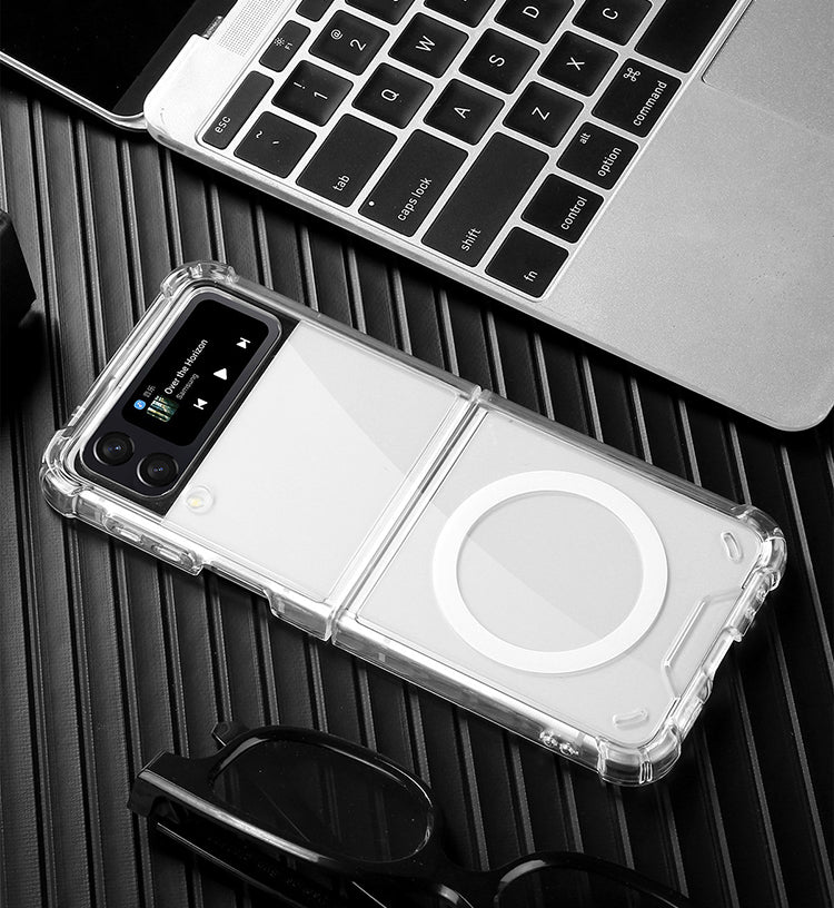For Samsung Galaxy Z Flip 5 4 3 Magnetic Clear Case Shockproof Ultra Slim Cover