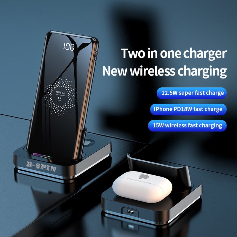 2 in 1 Fast charger Duo Wireless Power Bank and Charging Dock for phone Earpod B-SPIN PTY LTD