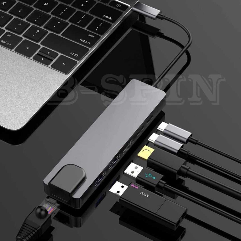 6 in 1 USB C HUB to Multi USB 4K HDMI Adapter Dock MacBook/Windows USB-C 3 port