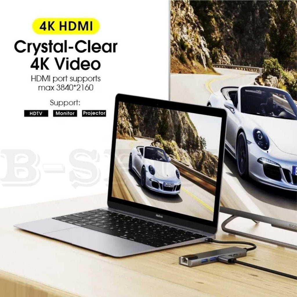 6 in 1 USB C HUB to Multi USB 4K HDMI Adapter Dock MacBook/Windows USB-C 3 port