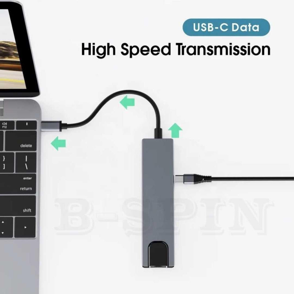 6 in 1 USB C HUB to Multi USB 4K HDMI Adapter Dock MacBook/Windows USB-C 3 port