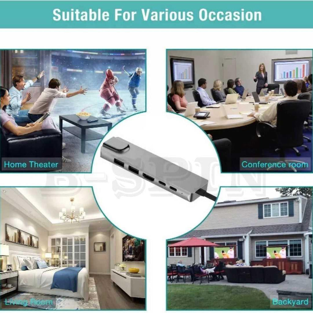 6 in 1 USB C HUB to Multi USB 4K HDMI Adapter Dock MacBook/Windows USB-C 3 port
