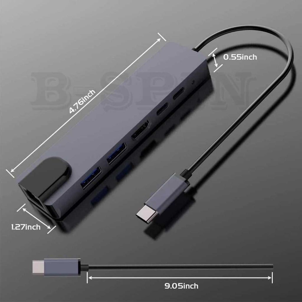 6 in 1 USB C HUB to Multi USB 4K HDMI Adapter Dock MacBook/Windows USB-C 3 port