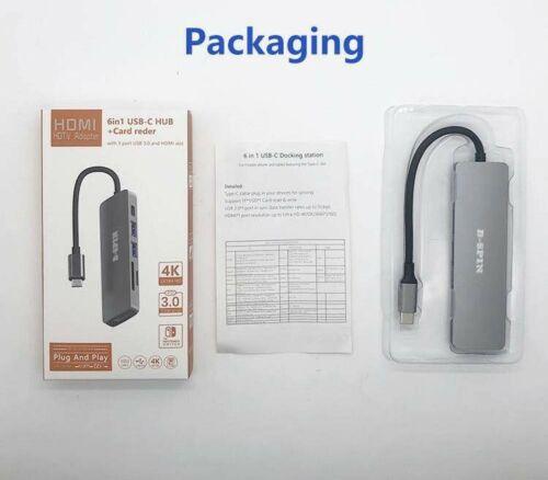 6 in 1 USB C HUB Type-C Multi USB 3.0 4K HDMI Adapter Dock SD Card Reader USB-C B-SPIN PTY LTD