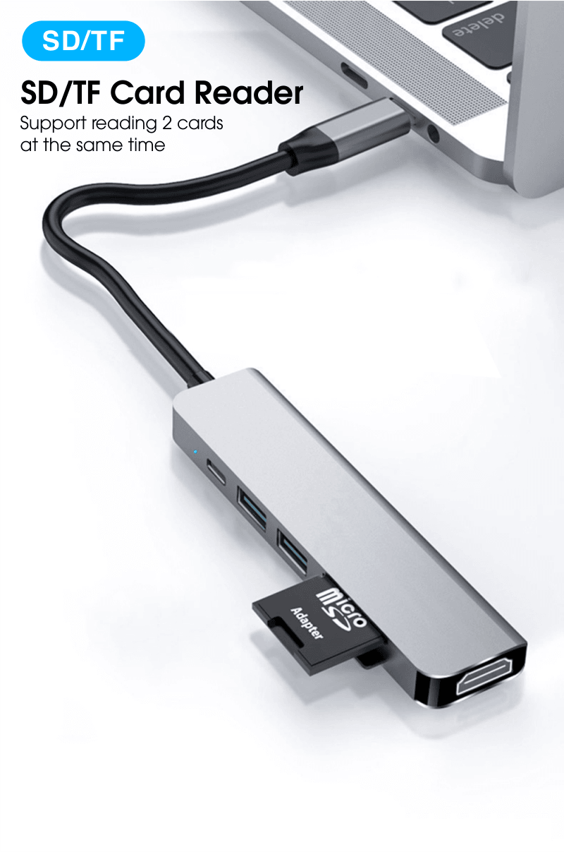 6 in 1 USB C HUB Type-C Multi USB 3.0 4K HDMI Adapter Dock SD Card Reader USB-C B-SPIN PTY LTD