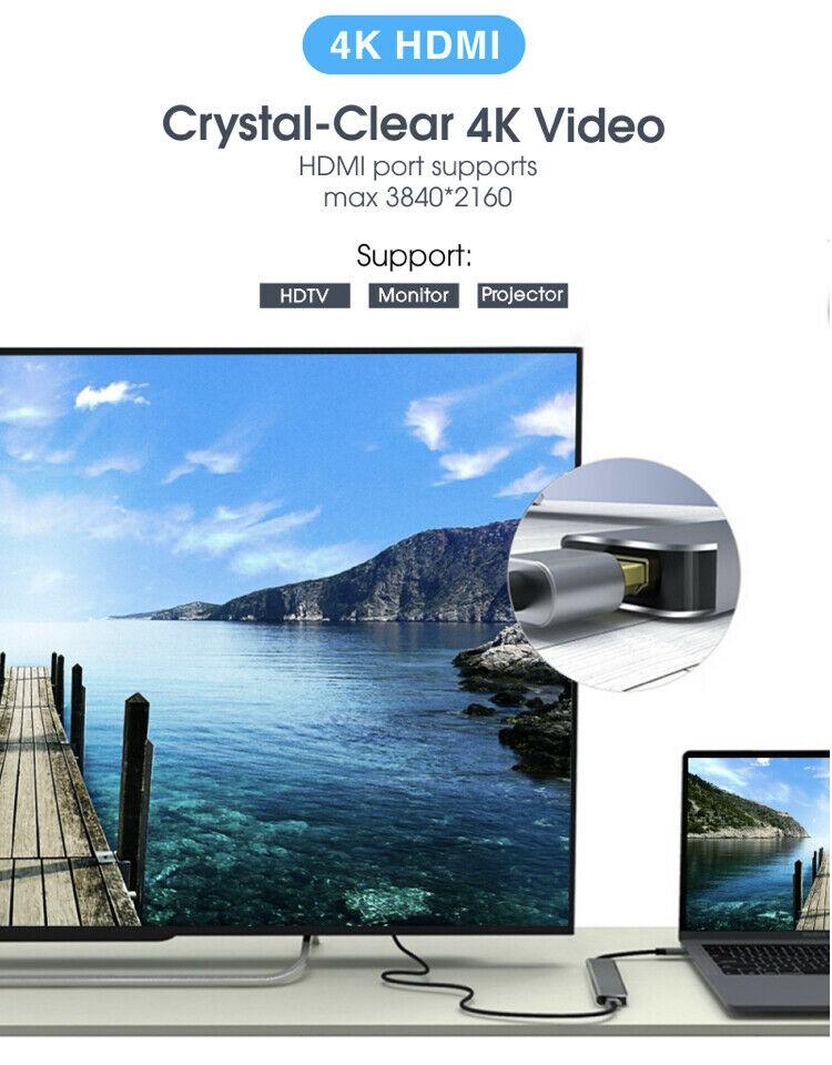 6 in 1 USB C HUB Type-C Multi USB 3.0 4K HDMI Adapter Dock SD Card Reader USB-C B-SPIN PTY LTD