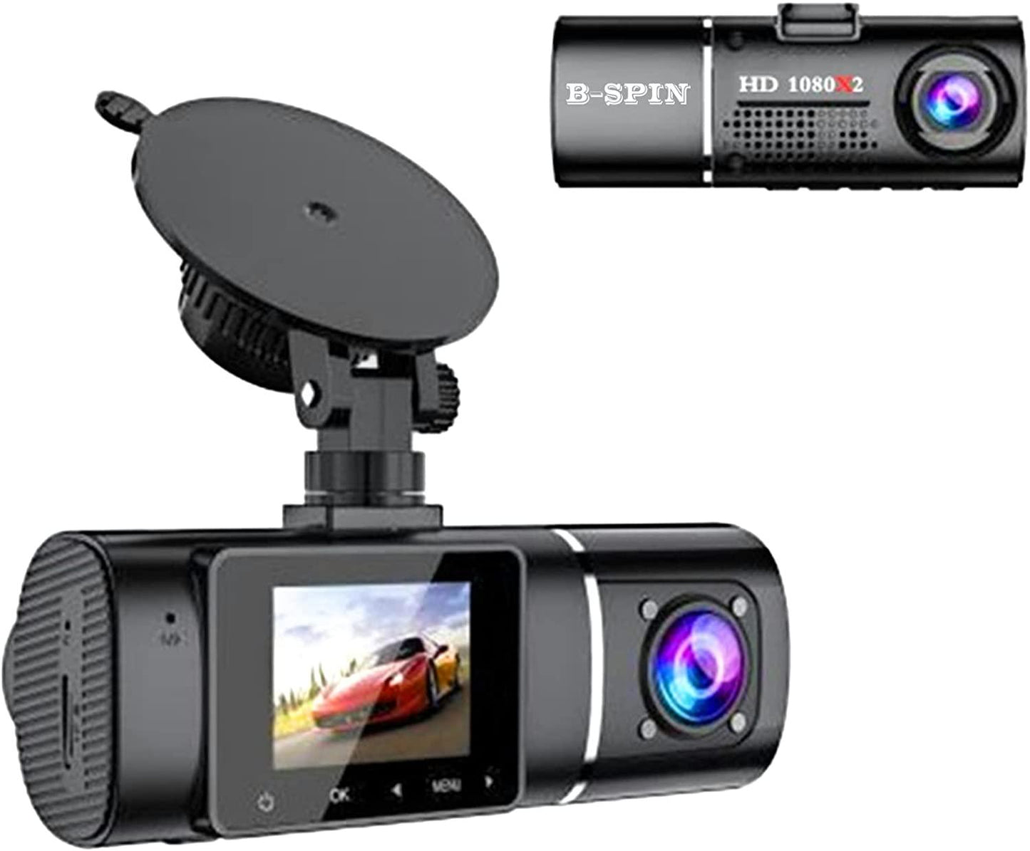 Dual Lens Dash Cam Night Vision Full HD 1080P Car Recorder Camera B-SPIN
