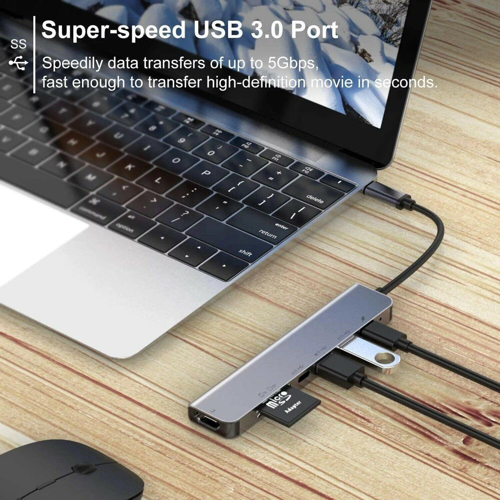 7 in 1 USB-C Type C HD Output 4K HDMI USB Adapter HUB For MacBook Pro & Windows B-SPIN PTY LTD