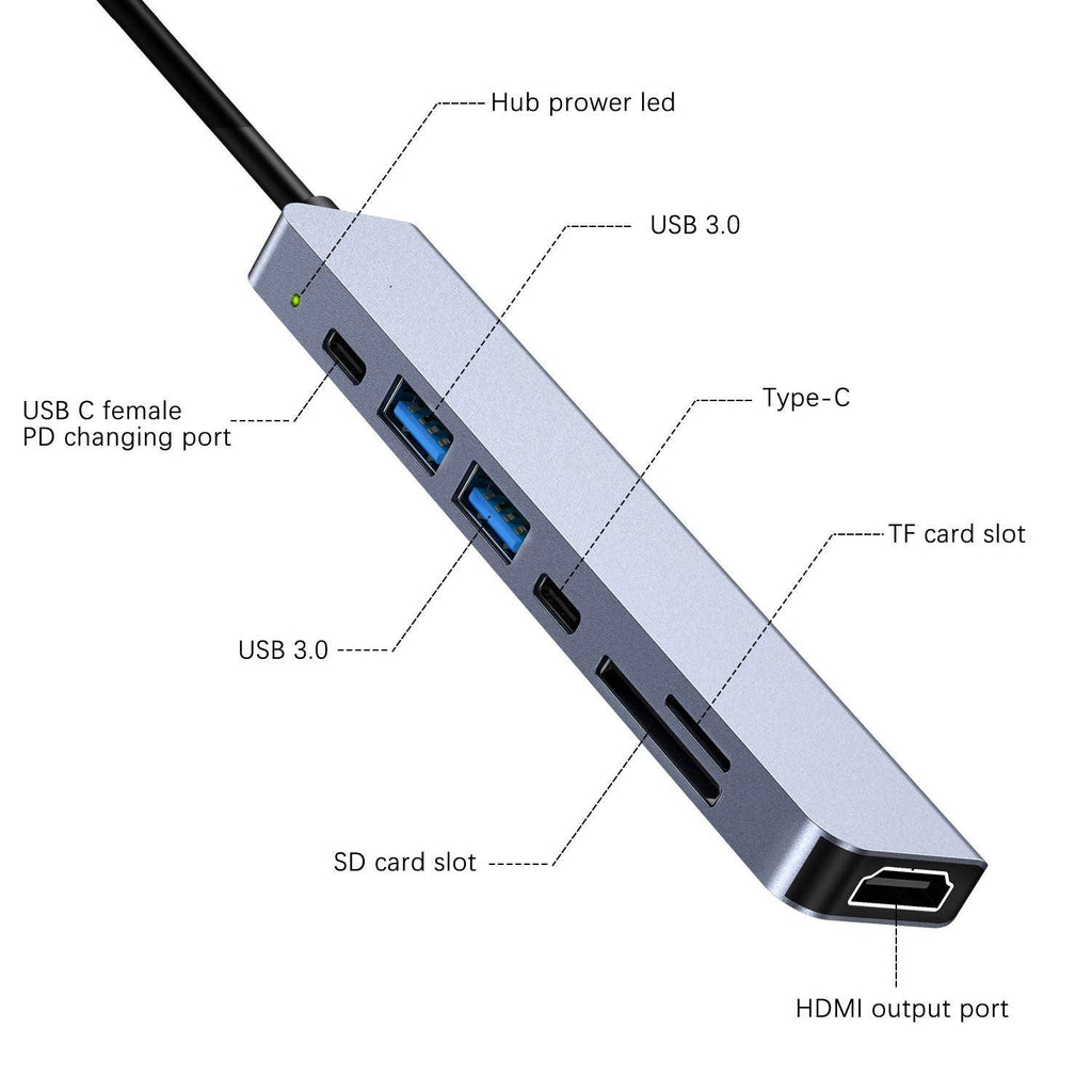 7 in 1 USB-C Type C HD Output 4K HDMI USB Adapter HUB For MacBook Pro & Windows B-SPIN PTY LTD