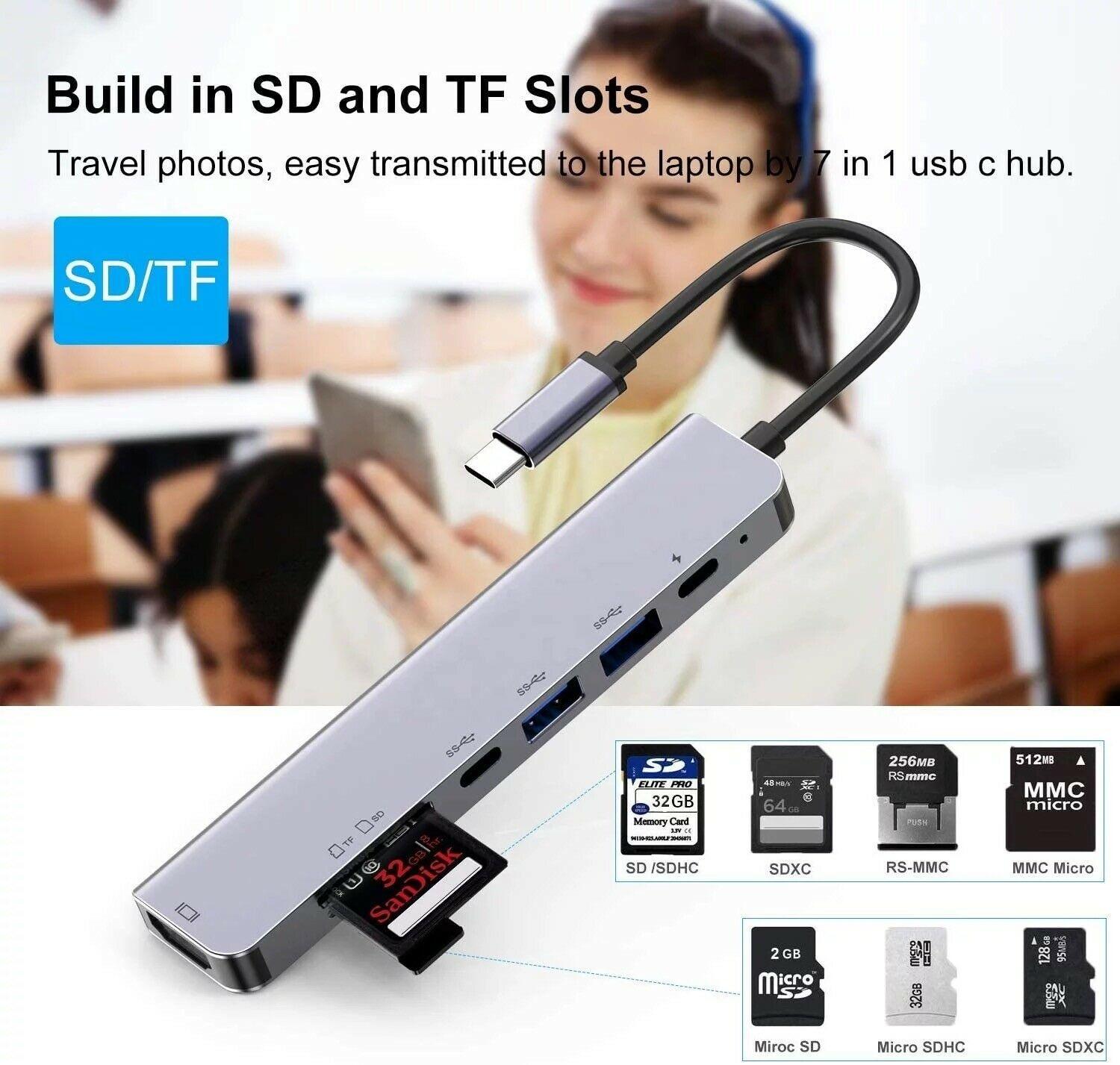 7 in 1 USB-C Type C HD Output 4K HDMI USB Adapter HUB For MacBook Pro & Windows B-SPIN PTY LTD
