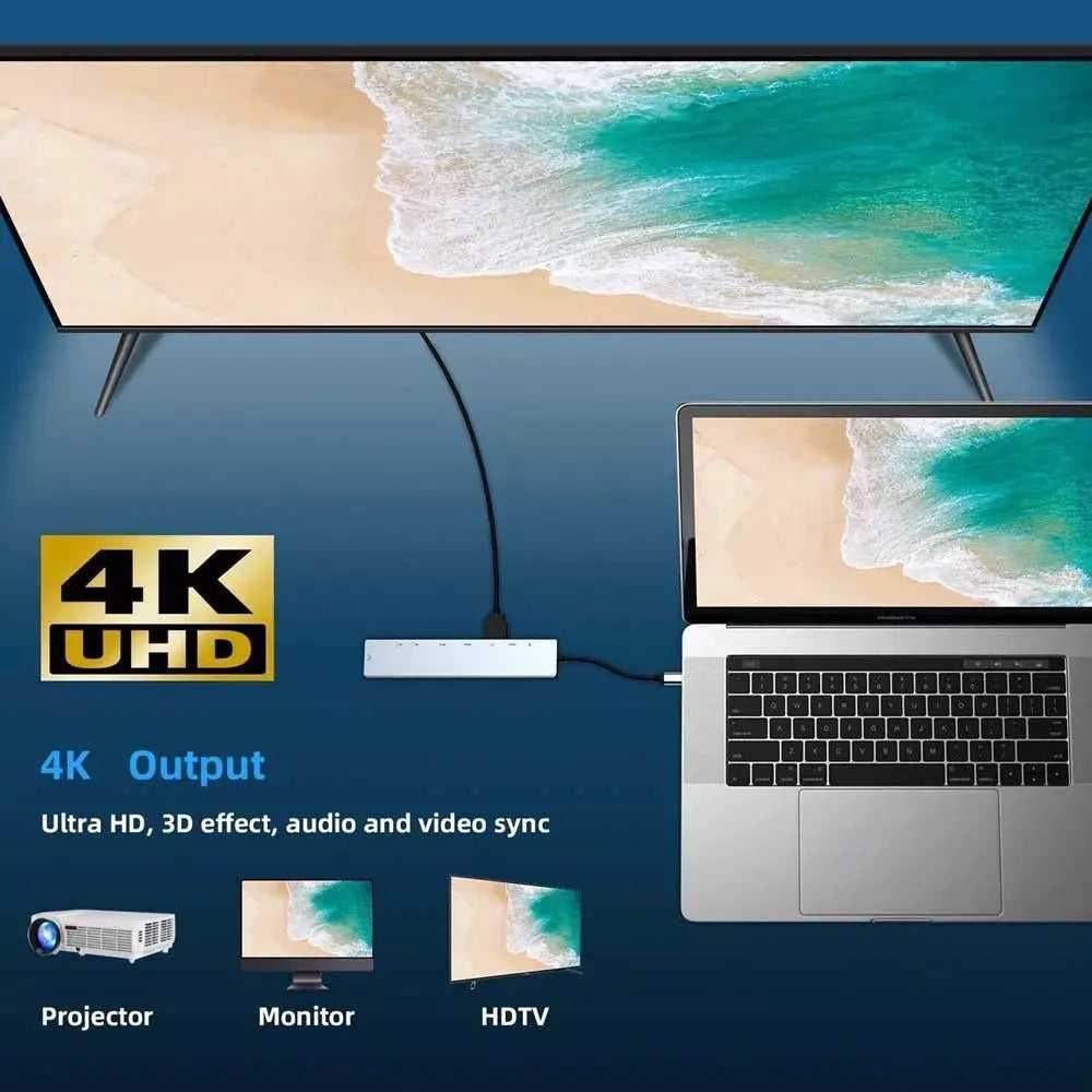 8 in 1 USB-C HUB Type-C USB 4K HDMI RJ45 Ethernet Micro SD TF OTG