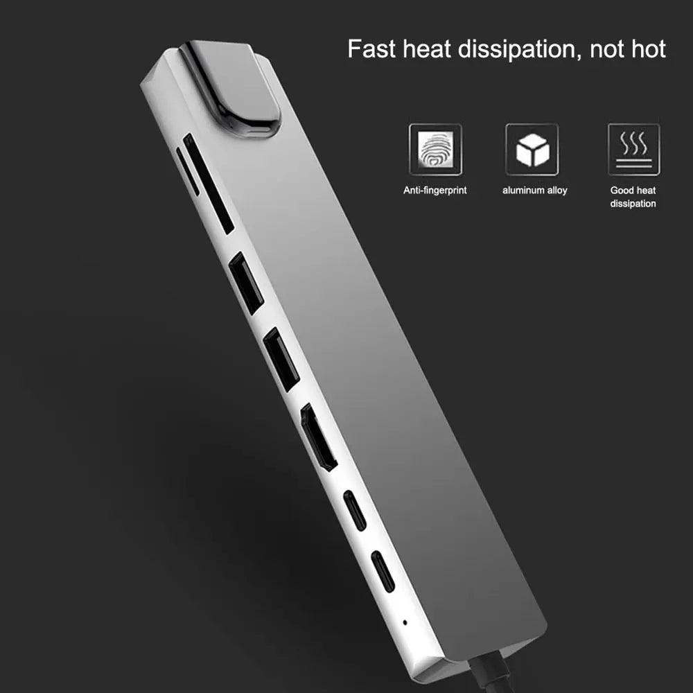 8 in 1 USB-C HUB Type-C USB 4K HDMI RJ45 Ethernet Micro SD TF OTG