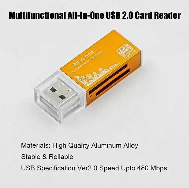 All in One Aluminium Multi Card Reader SDHC SDXC Micro SD Memory Stick 2.0 Flash
