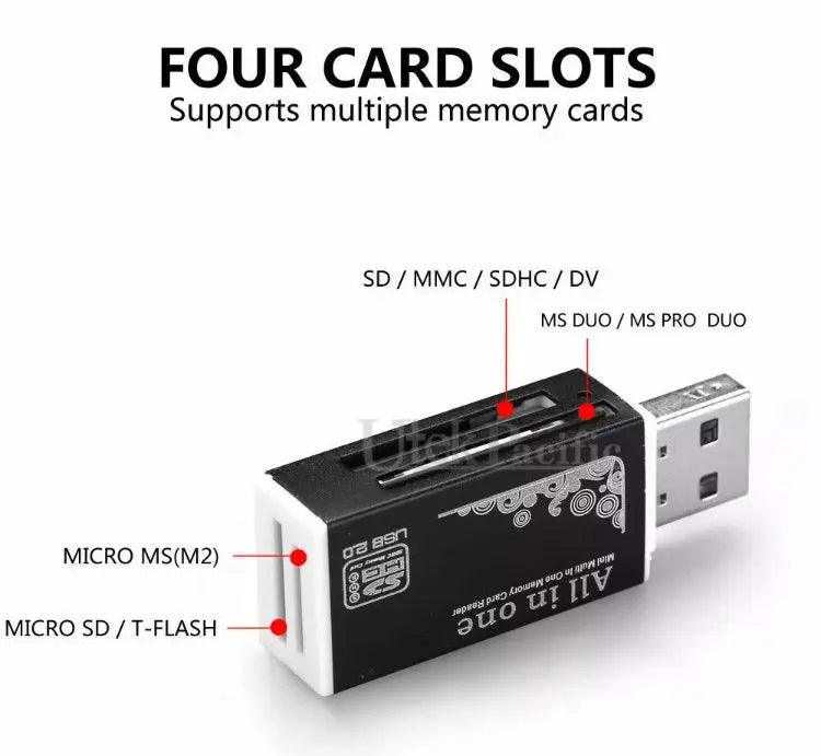 All in One Aluminium Multi Card Reader SDHC SDXC Micro SD Memory Stick 2.0 Flash