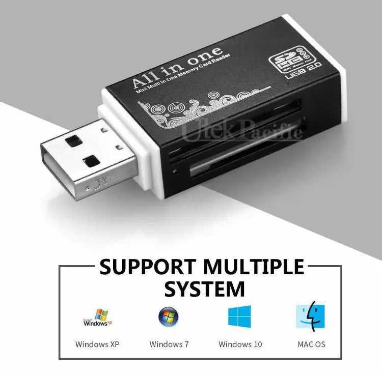 All in One Aluminium Multi Card Reader SDHC SDXC Micro SD Memory Stick 2.0 Flash