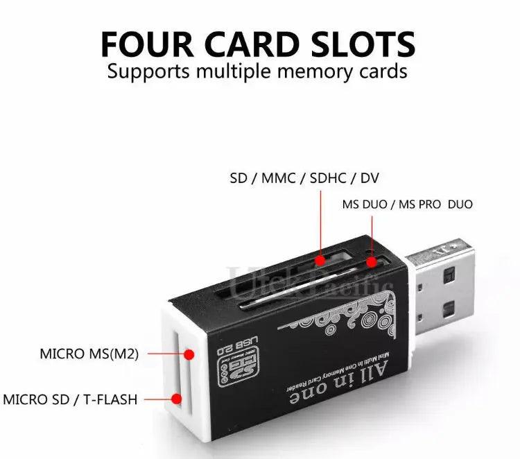 All in One Aluminium Multi Card Reader SDHC SDXC Micro SD Memory Stick 2.0 Flash