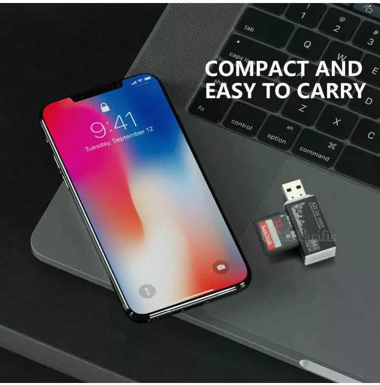 All in One Aluminium Multi Card Reader SDHC SDXC Micro SD Memory Stick 2.0 Flash