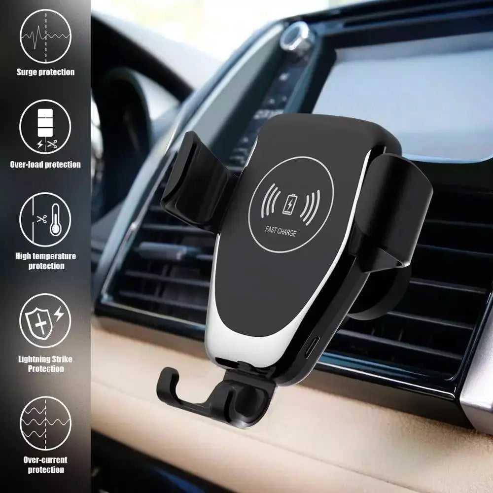 Fast Charger With Qi Wireless Car Holder Gravity Mount Universal Compatibility