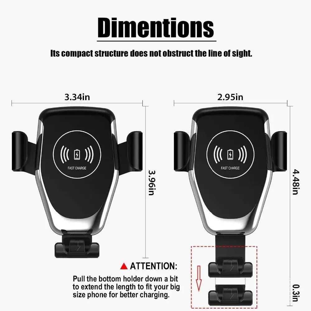 Fast Charger With Qi Wireless Car Holder Gravity Mount Universal Compatibility