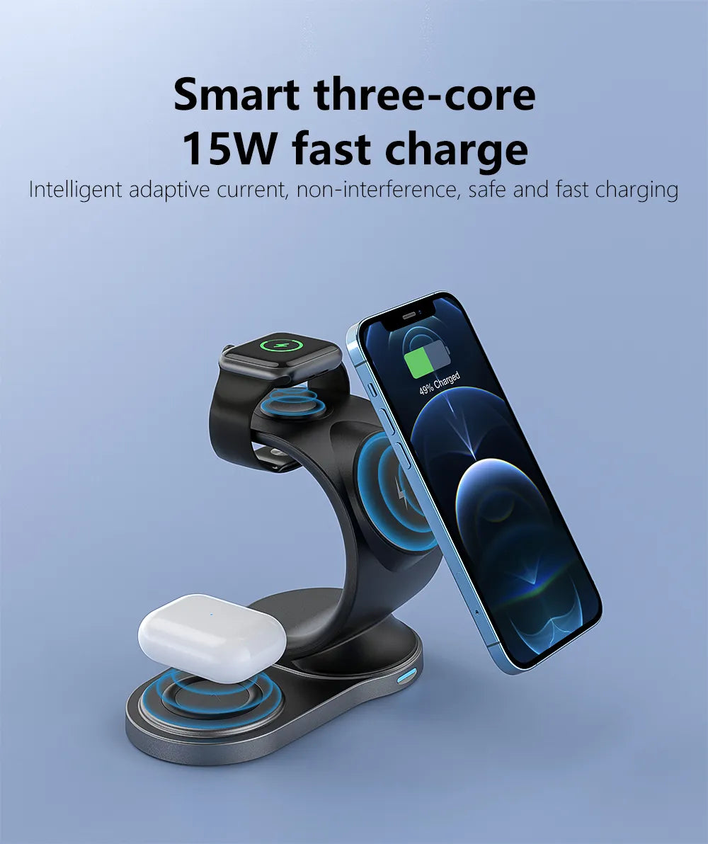 Magnetic Wireless Charger Stand 3 In 1 MagSafe Fast Charging Dock Station B-SPIN PTY LTD