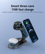Magnetic Wireless Charger Stand 3 In 1 MagSafe Fast Charging Dock Station B-SPIN PTY LTD