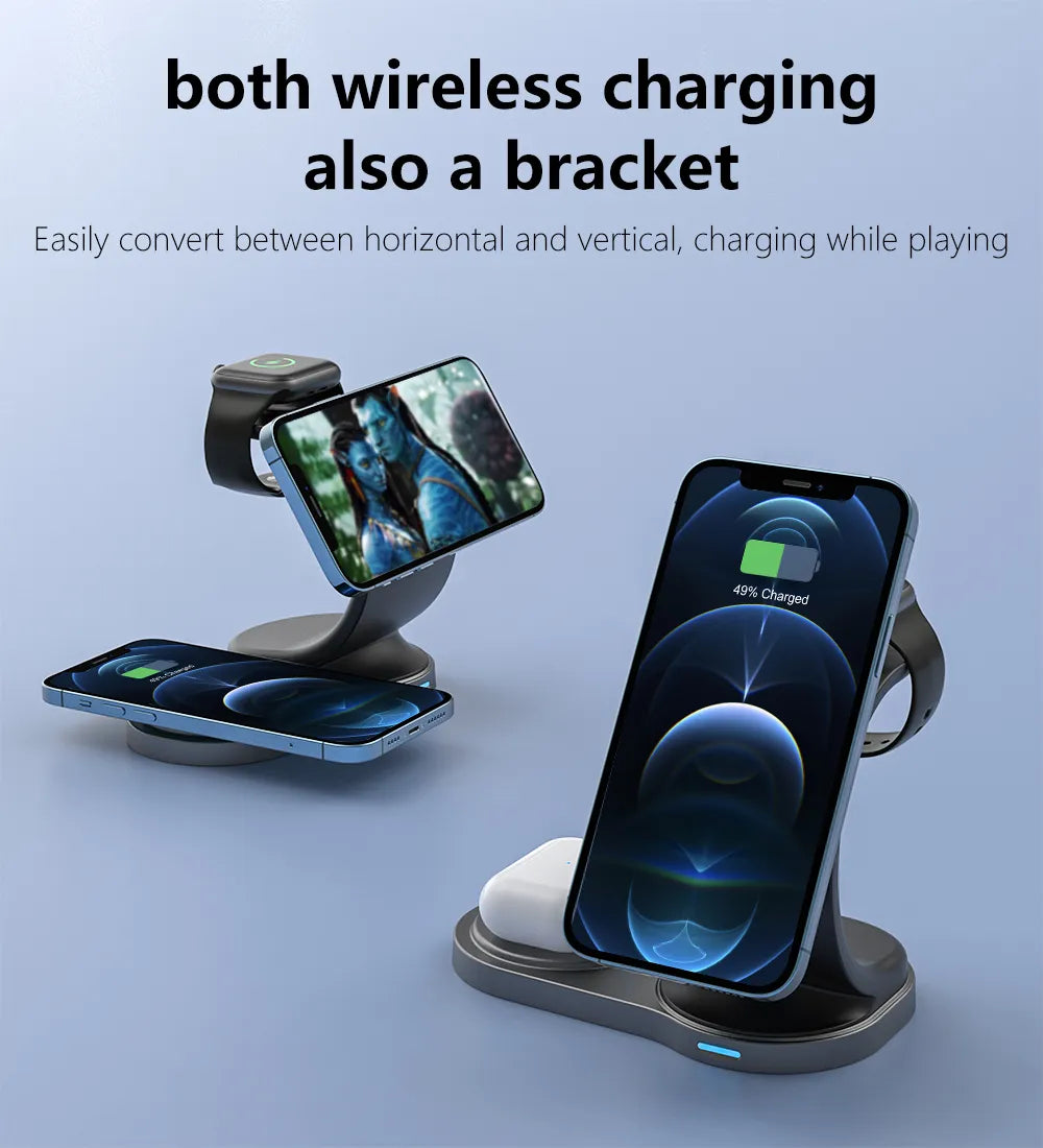 Magnetic Wireless Charger Stand 3 In 1 MagSafe Fast Charging Dock Station B-SPIN PTY LTD