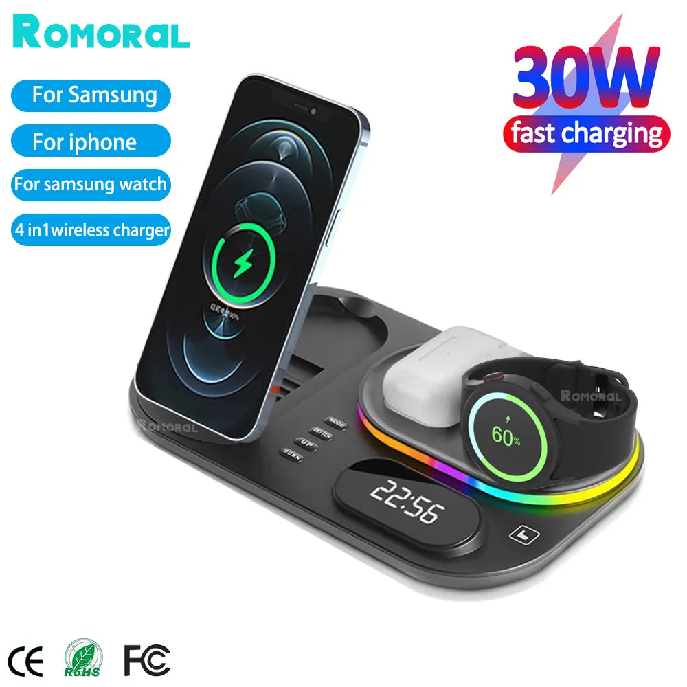30W 4 in 1 Wireless Fast Charging Station for Samsung Galaxy Watch 5/Pro/4/3 B-SPIN PTY LTD