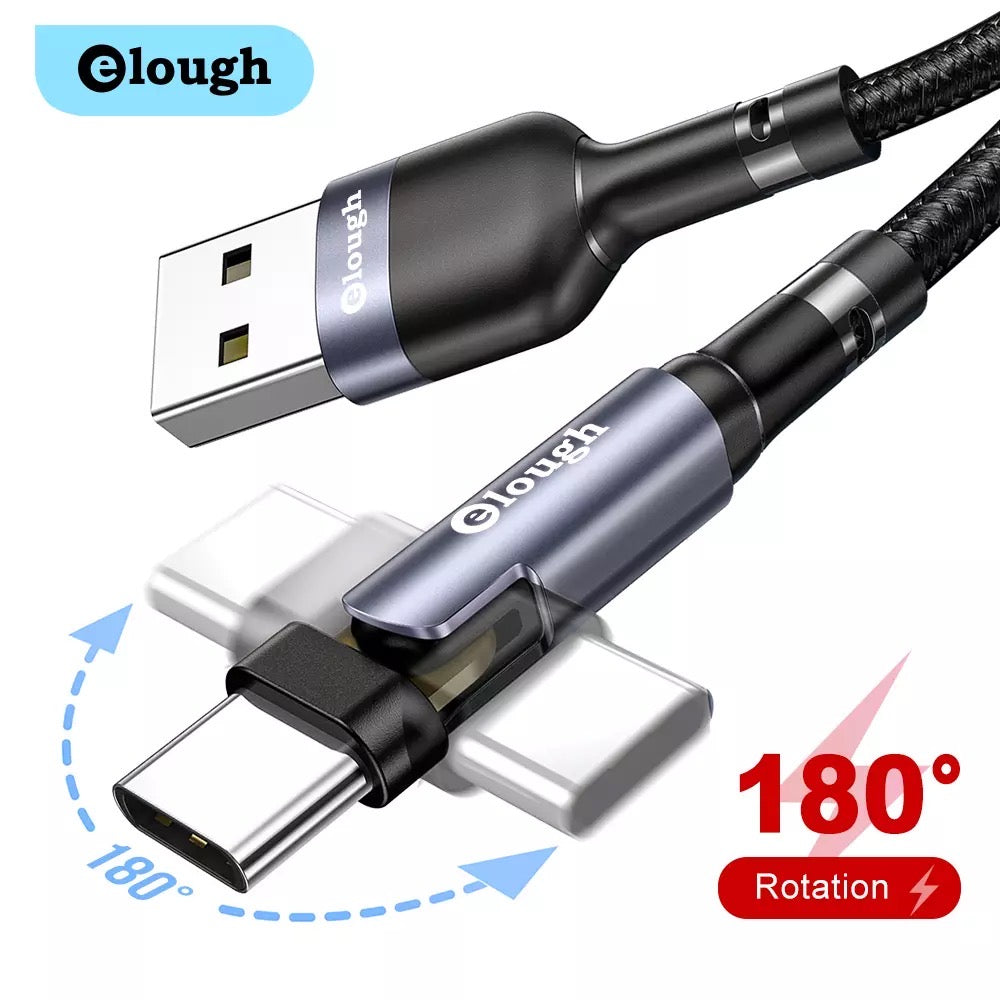 USB to Type C Charger 180° 3A Fast Charging Data Cable B-SPIN PTY LTD