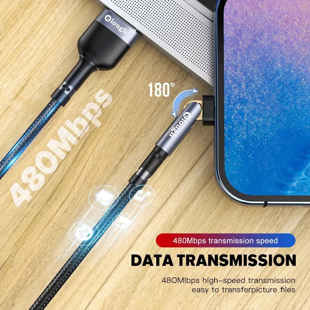 USB to Type C Charger 180° 3A Fast Charging Data Cable B-SPIN PTY LTD