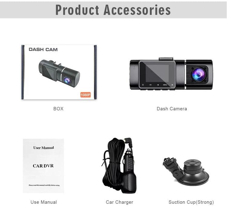 Dual Lens Dash Cam Night Vision Full HD 1080P Car Recorder Camera