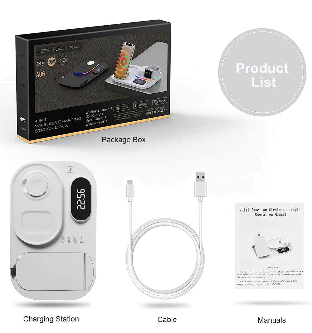 30W 4 in 1 Wireless Fast Charging Station for Samsung Galaxy Watch 5/Pro/4/3 B-SPIN PTY LTD