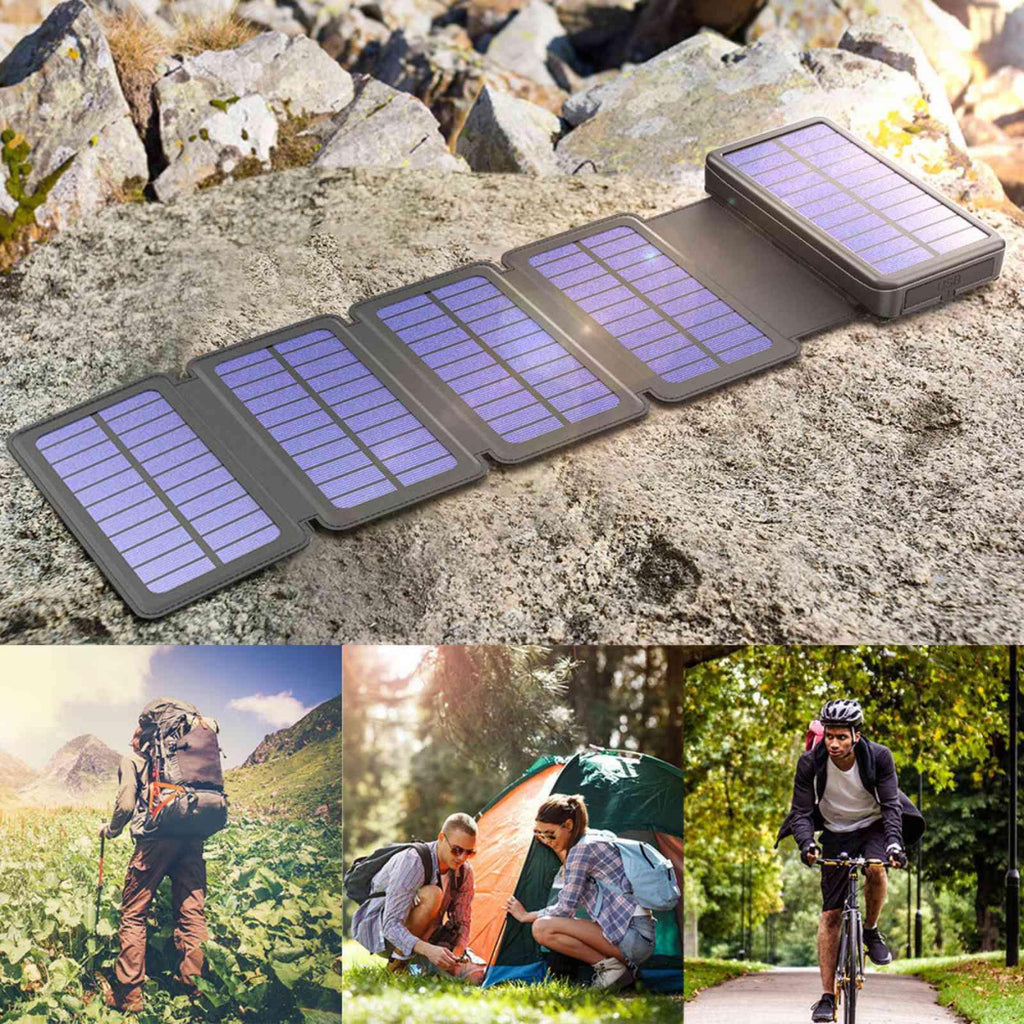 Solar Power Bank Waterproof wireless 30000mAh QI fastest charger 2 USB port with 3 and 5  pannels B-SPIN PTY LTD