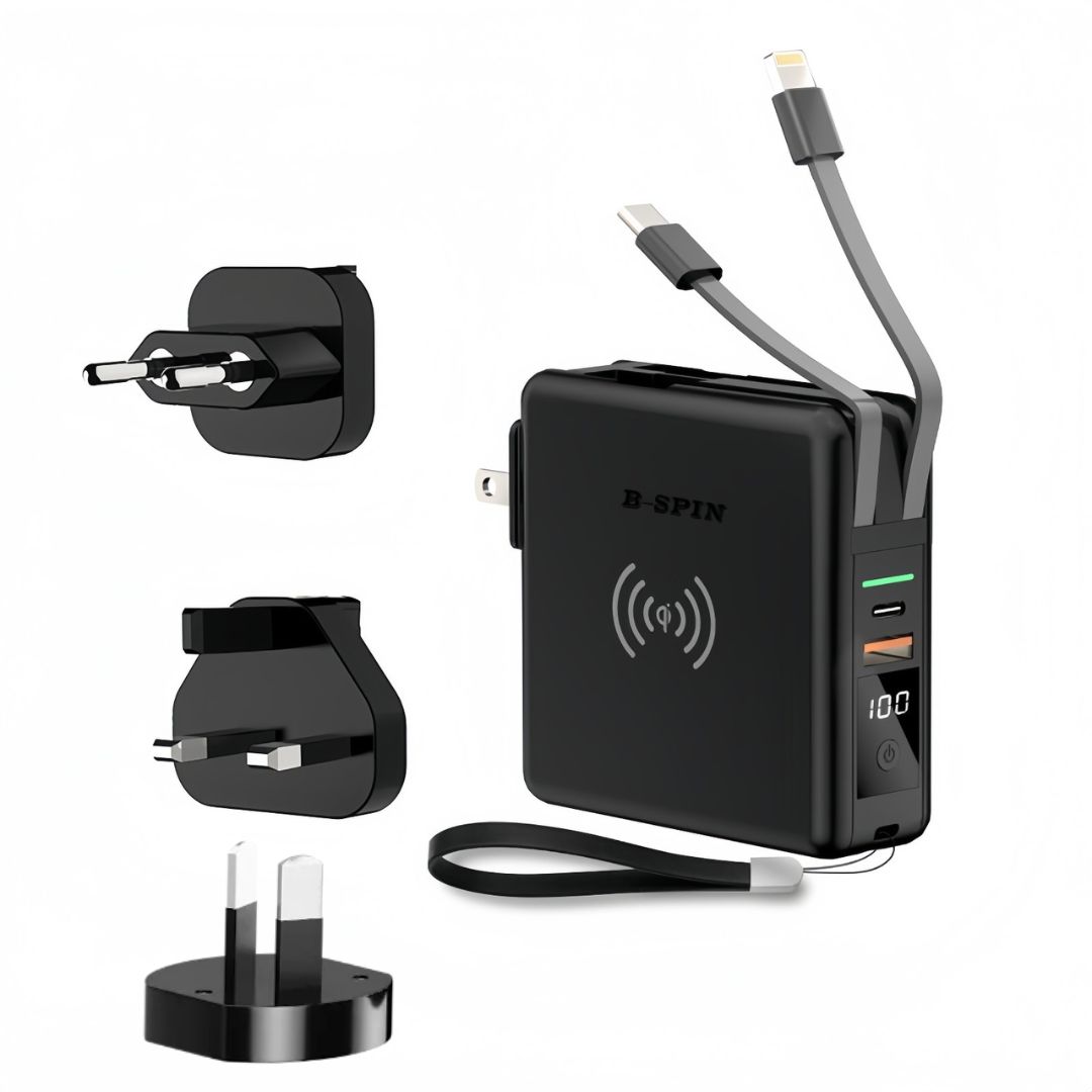 Universal Travel Powerpack Adapter 5 in 1 PD 20W 10000mAH - Mobile Accessories B-SPIN