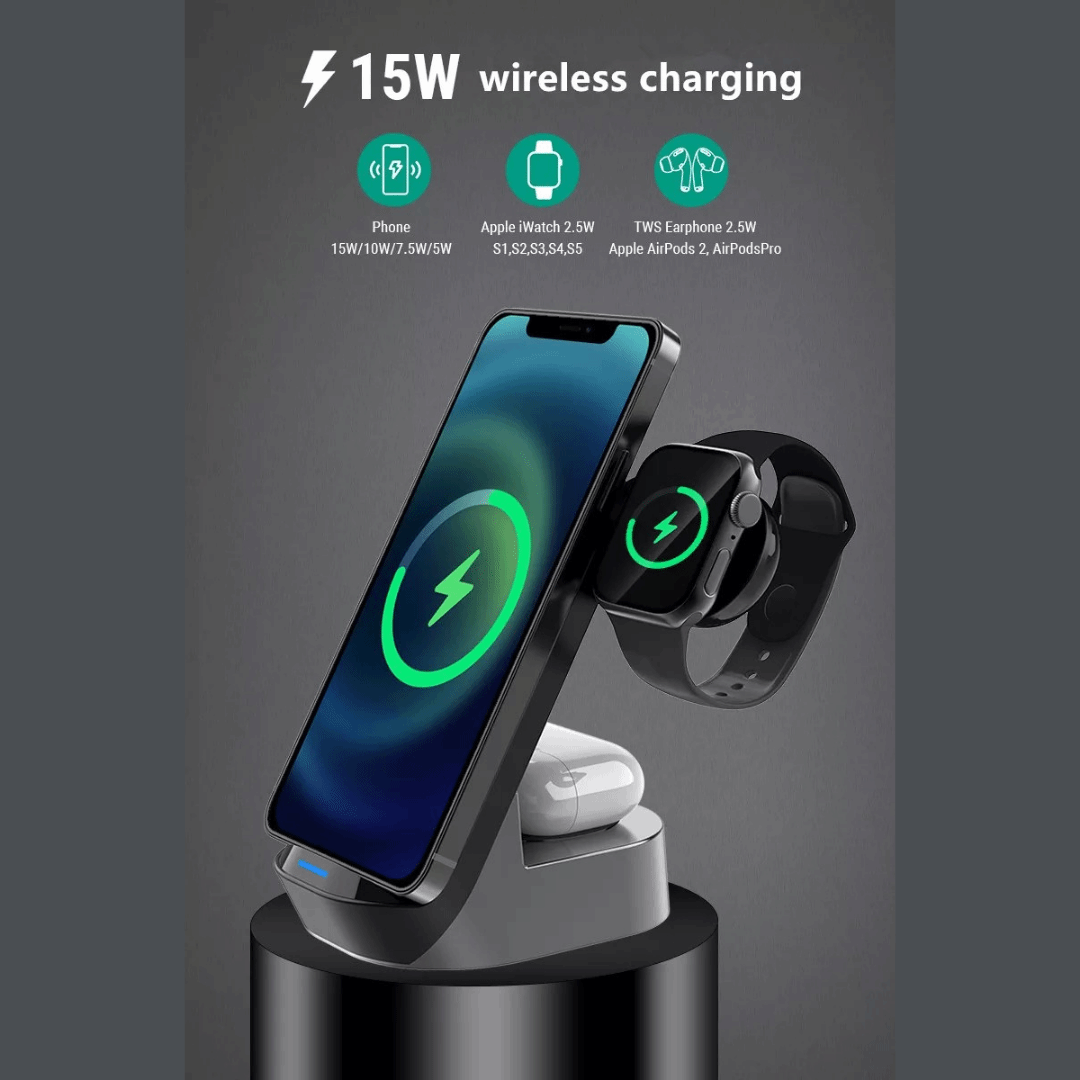 Wireless Charging Stand 15W 3 in 1 Wireless Charger Dock Station B-SPIN PTY LTD