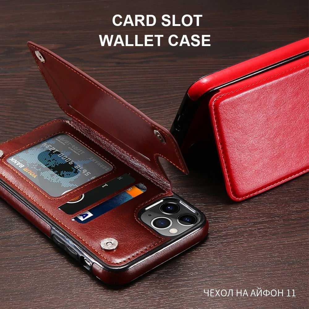 Leather Mobile Phone Wallet Card Holder Flip Cover Iphone and Samsung