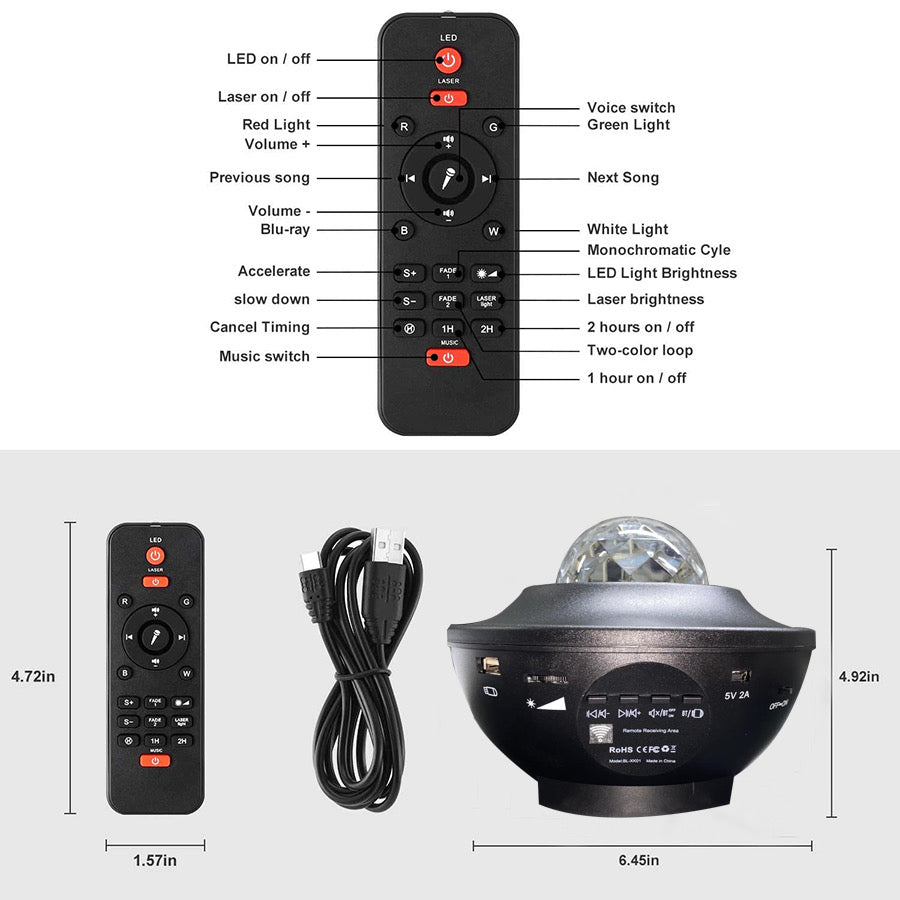 Galaxy Starry Night Lamp LED Star Projector Night Light Ocean Wave Projector