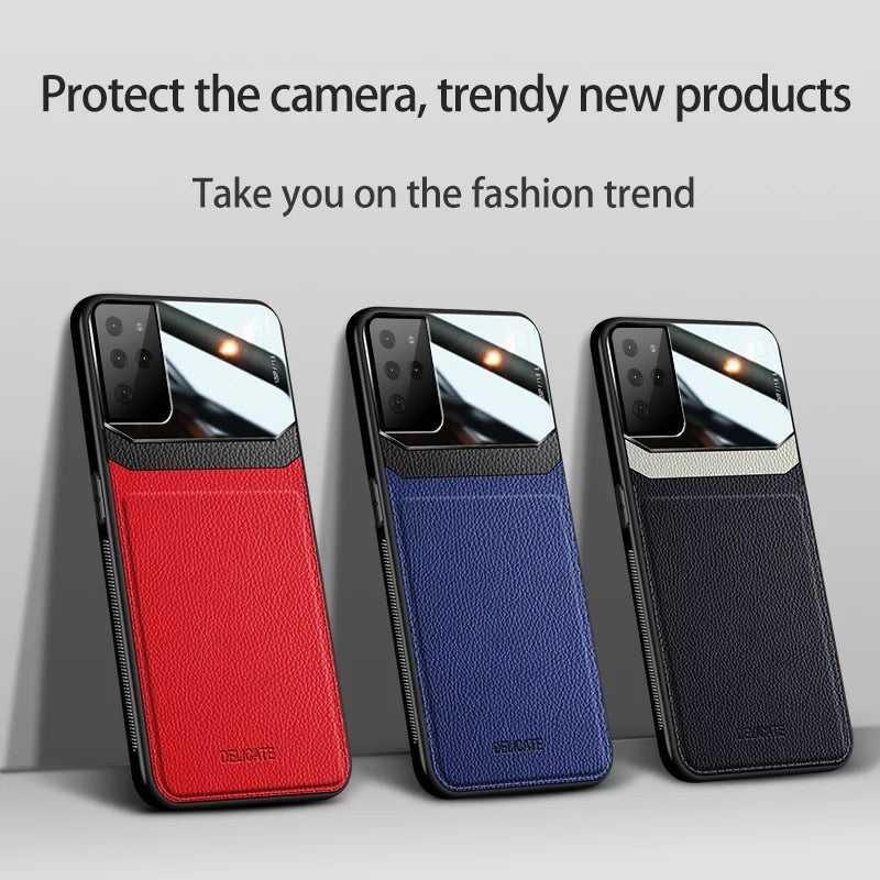Luxury Protective Hybrid PU Leather Luxury Phone Case Samsung S10 S20 S21 Ultra Plus